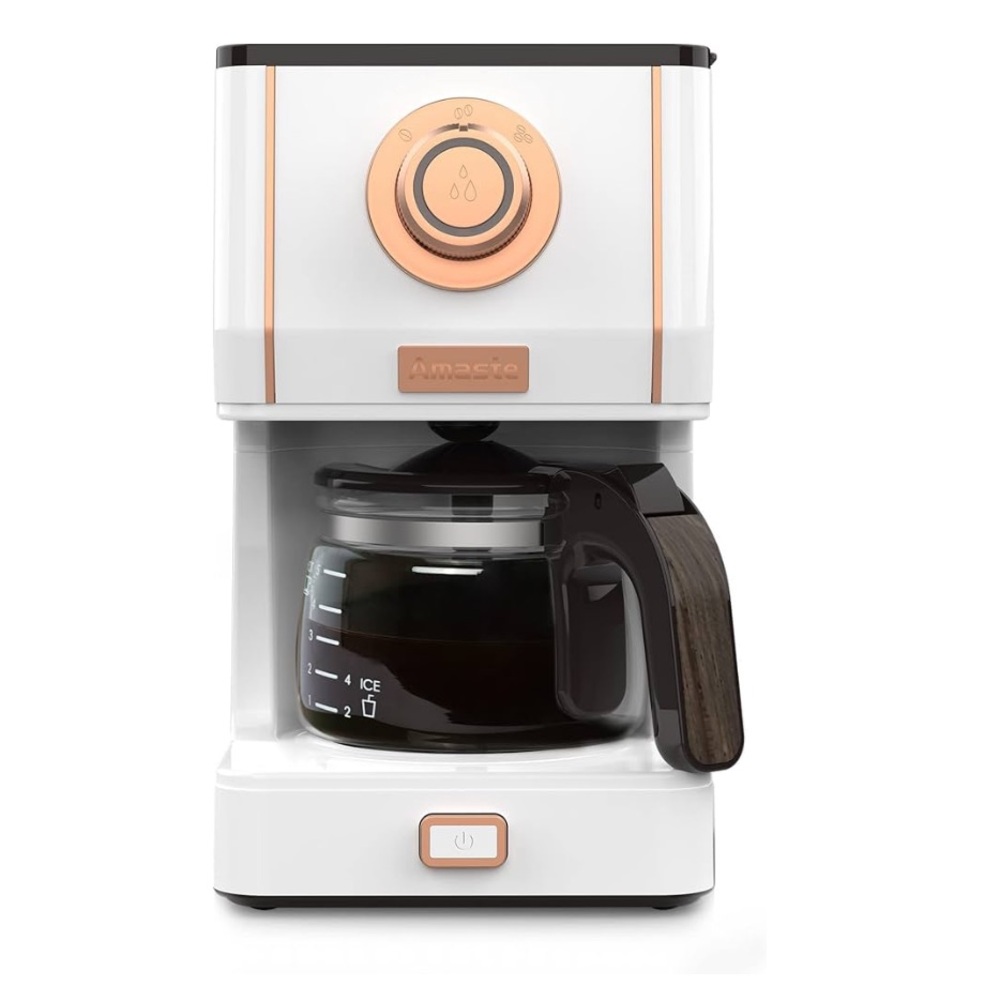 Amaste Elegant White and Rose Gold Drip Coffee Maker